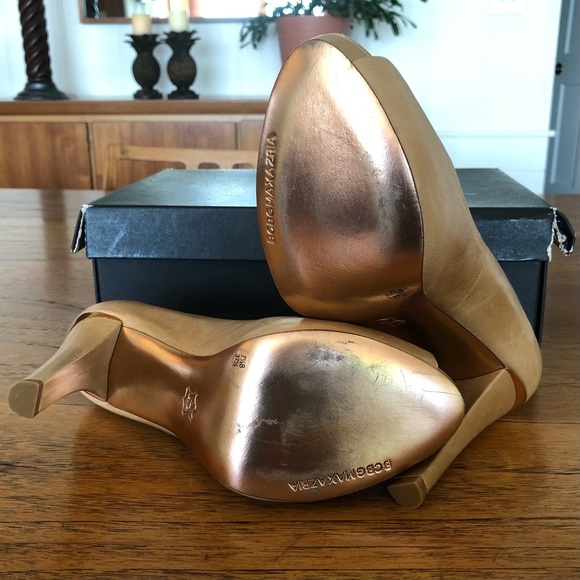 BCBGMAXAZRIA Sand Leather Ma-Dune Peep-toe Heels - Picture 9 of 15